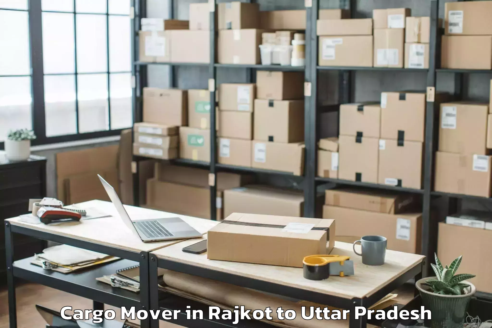 Reliable Rajkot to Manjhanpur Cargo Mover